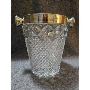 1950s Val ST. Lambert Art Deco Cut Crystal Champagne/ Ice Bucket 9.5” Heavy.